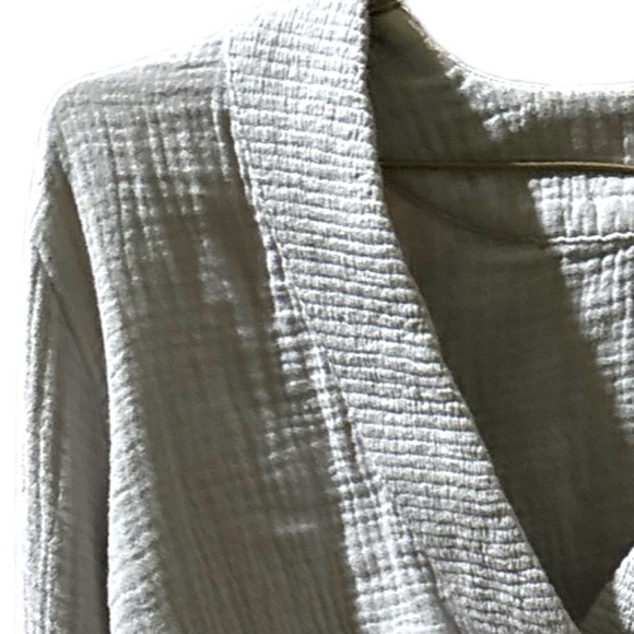 Sunday's Textured Smocked Cuffs Long Sleeve Split Top - Picture 8 of 15